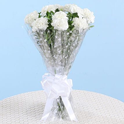 Captivating 10 White Carnations Bouquet