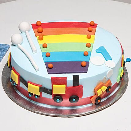 Cool Train First Birthday Vanilla Cake