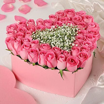 Pink Roses Heart Pink Box