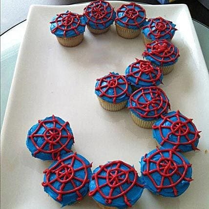 Platter of Spiderman Cupcakes set of 13